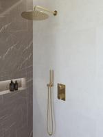 Regendouche set Wiesbaden Caral | Inbouw | 30 cm | Thermostaatkraan | Incl.Inbouwdeel | 2-weg | Rond | Geborsteld messing