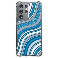 Samsung Galaxy S21 Ultra Doorzichtige Silicone Hoesje Waves Blue