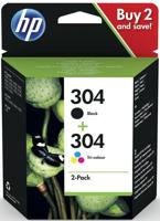 HP inktcartridge 304, 100-120 pagina&apos;s, OEM 3JB05AE, 1 x zwart en 1 x 3 kleuren