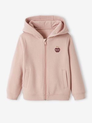 Sportieve meisjessweater met rits en capuchon. roze
