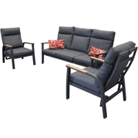 Carouge loungeset 3 delig teak antraciet Afmetingen: Loungebank L190 x B85 x H95, Fauteuil L71 x B85 x H95 Driesprong Collection - Driesprong collection