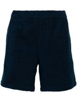 Prada short en coton à plaque logo - Bleu Prada short en coton à plaque logo - Bleu