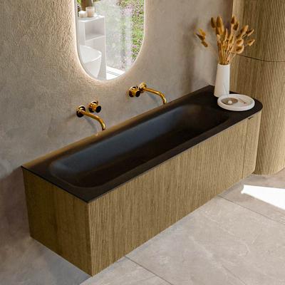 Badmeubel Mondiaz Kurve | 145 cm cm | Meubelkleur Dusk | Wastafelkleur Urban | Solid surface | Wasbak links zijde spoelbak | Zonder kraangat(en)