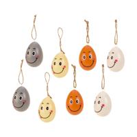 Ophang Paaseieren met lachende gezichtjes - 24x - kunststof - 4 x 6 cm - paasdecoratie