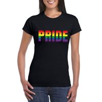 Gay shirt Pride in regenboog letters zwart dames 2XL  - - thumbnail