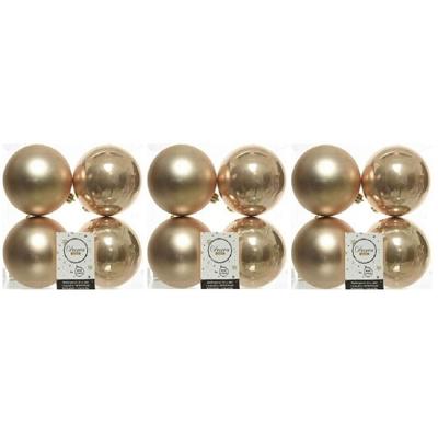 Decoris Kerstballen - 12x st - donker parel/champagne - D10 cm - kunststof - kerstversiering Decoris Kerstballen - 12x st - donker parel/champagne - D10 cm - kunststof - kerstversiering