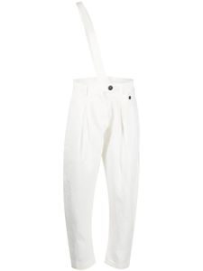 Isabel Benenato pantalon en lin à taille haute - Blanc