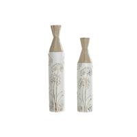 Set van 2 Vazen Home ESPRIT Beige Lichtbruin Metaal 13,5 x 13,5 x 71 cm (2 Onderdelen)
