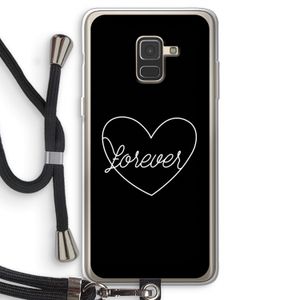 Forever heart black: Samsung Galaxy A8 (2018) Transparant Hoesje met koord