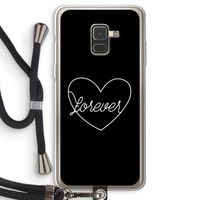 Forever heart black: Samsung Galaxy A8 (2018) Transparant Hoesje met koord