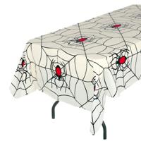 Halloween thema tafelkleed spinnenweb - wit - plastic - 135 x 270 cm