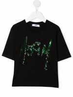 MSGM Kids t-shirt crop à logo brodé de sequins - Noir - thumbnail