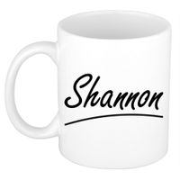 Naam cadeau mok / beker Shannon met sierlijke letters 300 ml - thumbnail