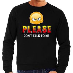 Funny emoticon sweater Please dont talk to me zwart heren