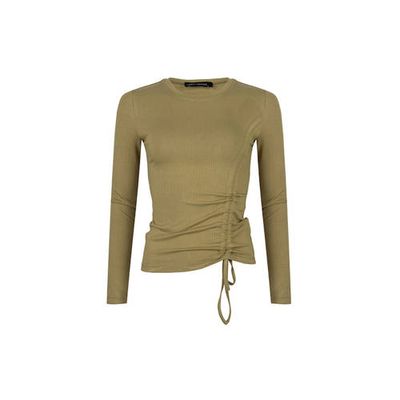 Lofty Manner ribgebreide T-shirt Lona met plooien groen Lofty Manner ribgebreide T-shirt Lona met plooien groen
