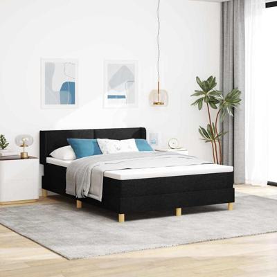 Boxspring bed met matras Wit en zwart 140 x 190 cm Stof