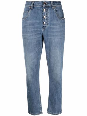 Brunello Cucinelli jean droit à taille mi-haute - Bleu