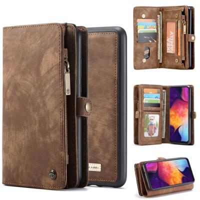 CaseMe-008 afneembare multifunctionele horizontale Flip lederen draagtas met kaartsleuf & houder & rits portemonnee & fotolijstjes voor Galaxy A50 (br
