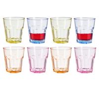 Waterglazen/drinkglazen Coloris - 8x - transparant kleurenmix - 300 ml