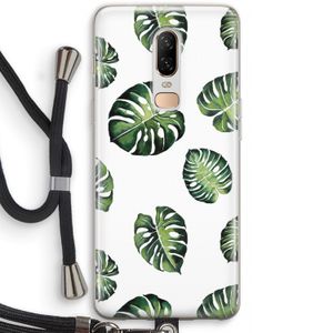 Tropische bladeren: OnePlus 6 Transparant Hoesje met koord