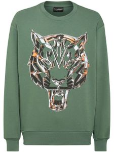 Plein Sport sweat en coton à imprimé tigré - Vert