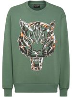 Plein Sport sweat en coton à imprimé tigré - Vert