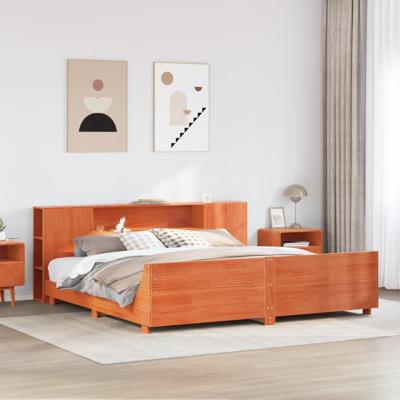 Bedframe zonder matras massief grenenhout wasbruin 180x200 cm
