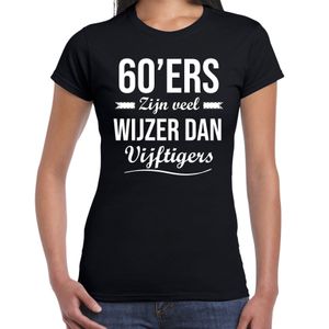 60ers zijn veel wijzer dan vijftigers verjaardags t-shirt zwart voor dames