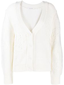 Cecilie Bahnsen cardigan en laine à col v - Blanc