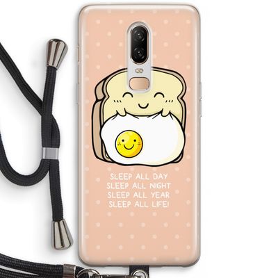 Sleep All Day: OnePlus 6 Transparant Hoesje met koord