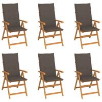 Tuinstoelen 6 st met taupe kussens massief teakhout