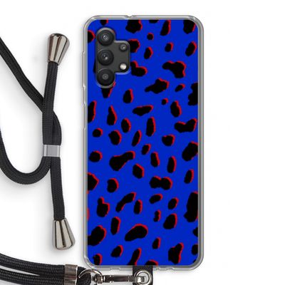 Blue Leopard: Samsung Galaxy A32 5G Transparant Hoesje met koord
