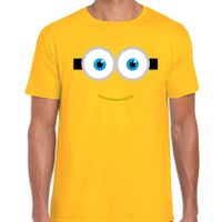 Verkleed / carnaval t-shirt geel poppetje voor heren - Verkleed / kostuum shirts