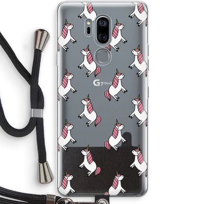 Eenhoorns overal: LG G7 Thinq Transparant Hoesje met koord