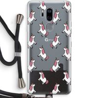Eenhoorns overal: LG G7 Thinq Transparant Hoesje met koord