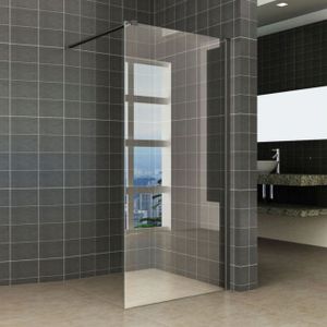 Wiesbaden Safety Glass 2.0 Inloopdouche met Zwart Muurprofiel 1000x2000 10mm NANO glas