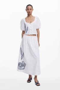 Midirok met borduursel - WHITE - S