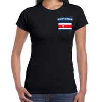Costarica landen shirt met vlag zwart voor dames - borst bedrukking 2XL  - - thumbnail