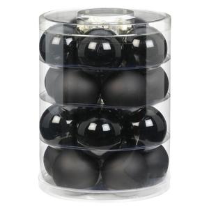 Kerstballen set - 20x stuks - zwart - glas - 6 cm - glans en mat- kerstversiering