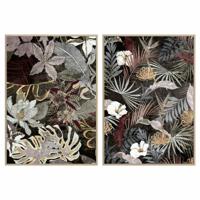 Schilderij DKD Home Decor Tropisch Blad van een plant 83 x 4,5 x 122,5 cm 83 x 4,5 x 123 cm (2 Stuks)