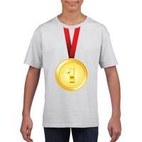 Gouden medaille kampioen shirt wit jongens en meisjes - thumbnail