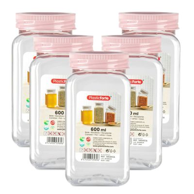 Voorraadpot/bewaarpot - 10x - 600 ml - kunststof - oud roze - B7 x H15 cm