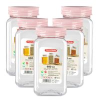 Voorraadpot/bewaarpot - 10x - 600 ml - kunststof - oud roze - B7 x H15 cm