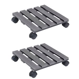 VidaXL Plantentrolleys 2 st 30x30x7,5 cm hkc grijs