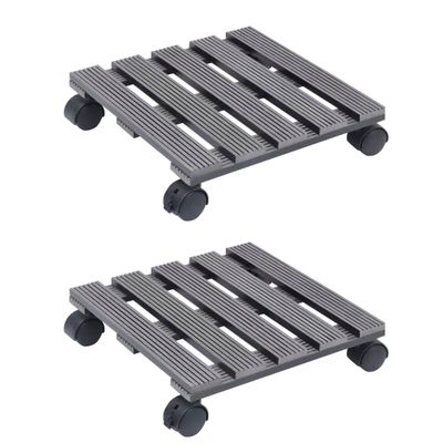 VidaXL Plantentrolleys 2 st 30x30x7,5 cm hkc grijs