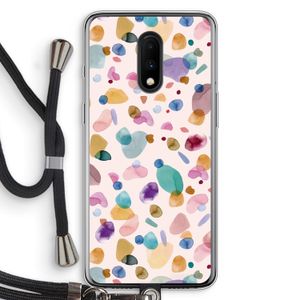 Terrazzo Memphis Pink: OnePlus 7 Transparant Hoesje met koord