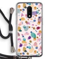 Terrazzo Memphis Pink: OnePlus 7 Transparant Hoesje met koord