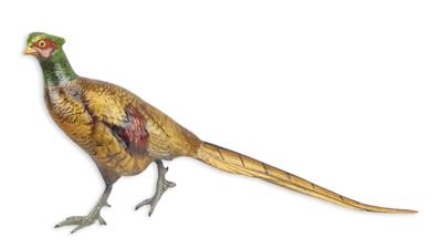 A BRONZE SCULPTURE OF A PHEASANT