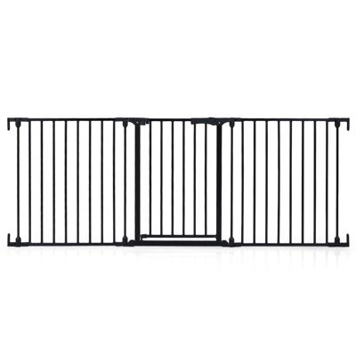 Traphek voor Baby's Veiligheidshek voor Huisdieren met 3 Panelen Dubbele Sluiting en Opening in 2 Richtingen Stevig Metalen Kinderhek-Zwart