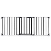 Traphek voor Baby's Veiligheidshek voor Huisdieren met 3 Panelen Dubbele Sluiting en Opening in 2 Richtingen Stevig Metalen Kinderhek-Zwart